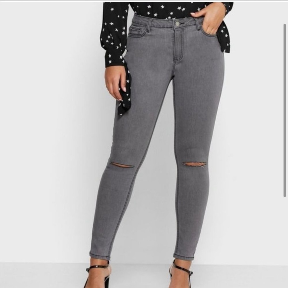 Glamorous -Ankle Grazer Ripped Knee Skinny Jeans-NWT-Sz28-Faded Black/Gray😍​​​